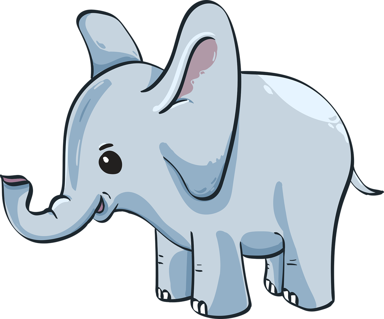 Cute Cartoon Elephant Illustration PNG 