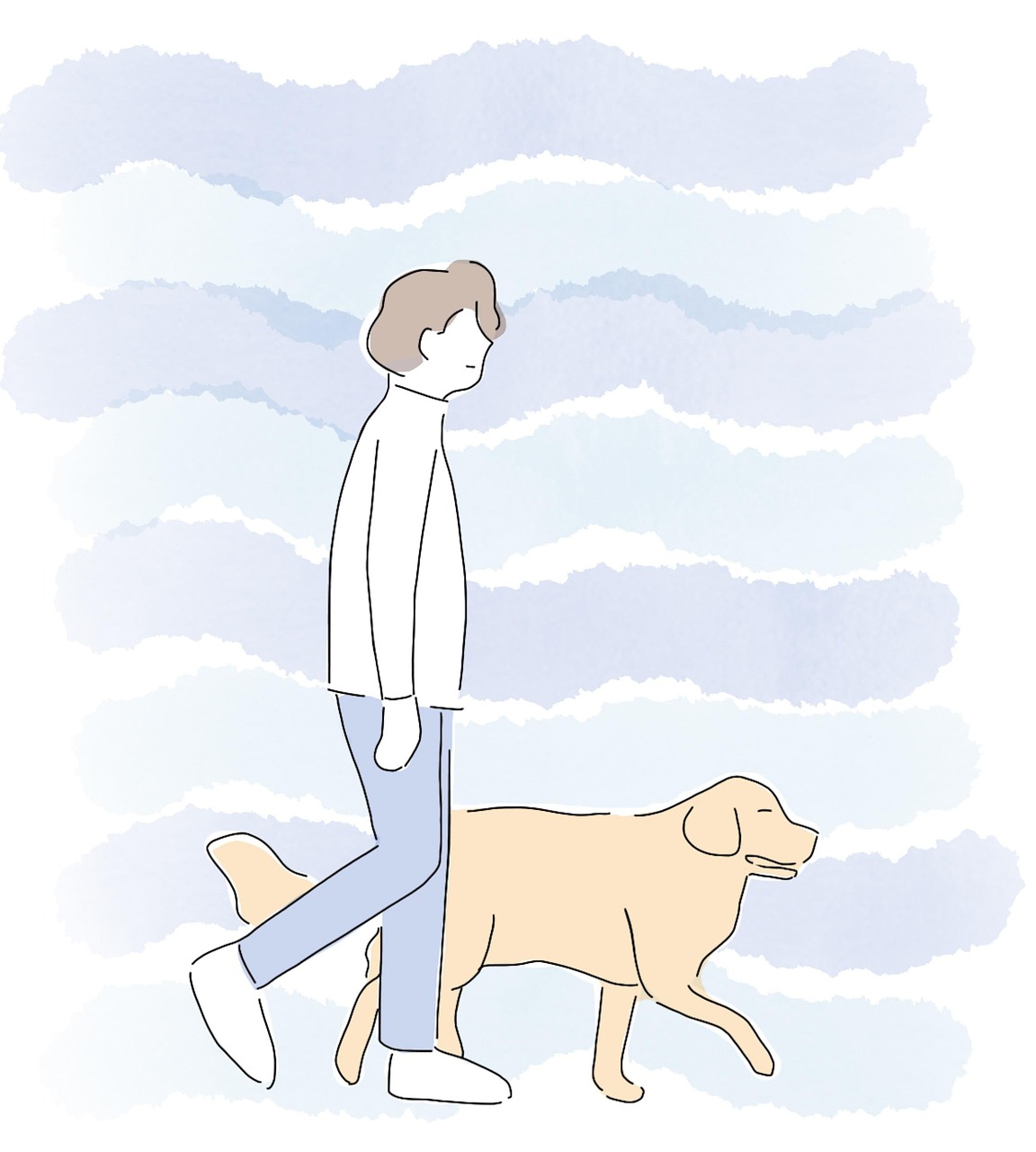 Minimalist Dog Walking Illustration