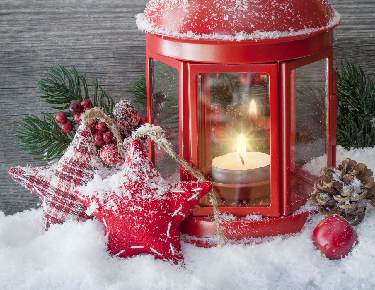 Cozy Christmas Lantern Decoration with Candle
