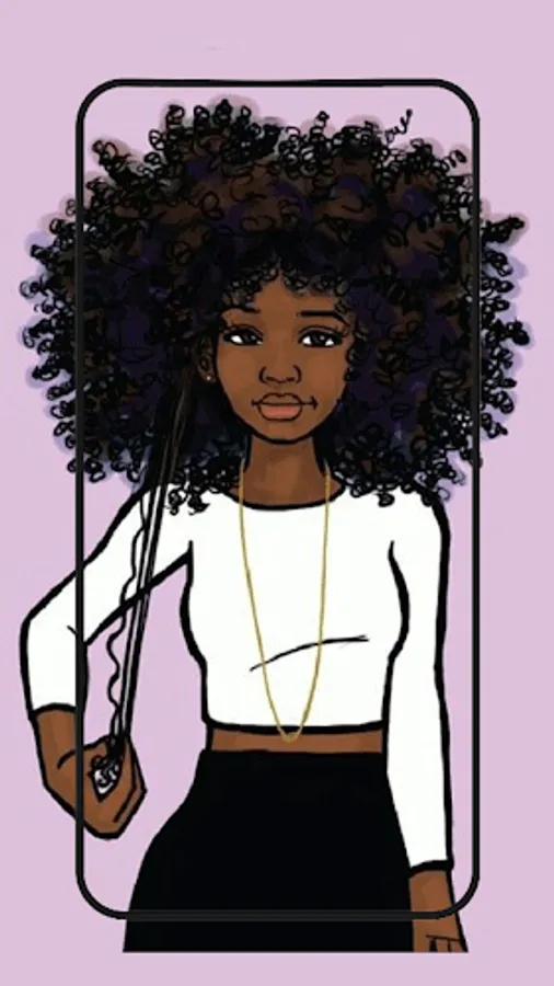 Curly Hair Black Girl Illustration