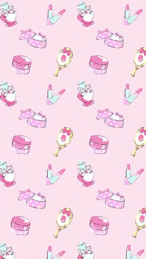 Cute Pink Makeup Pattern Wallpaper