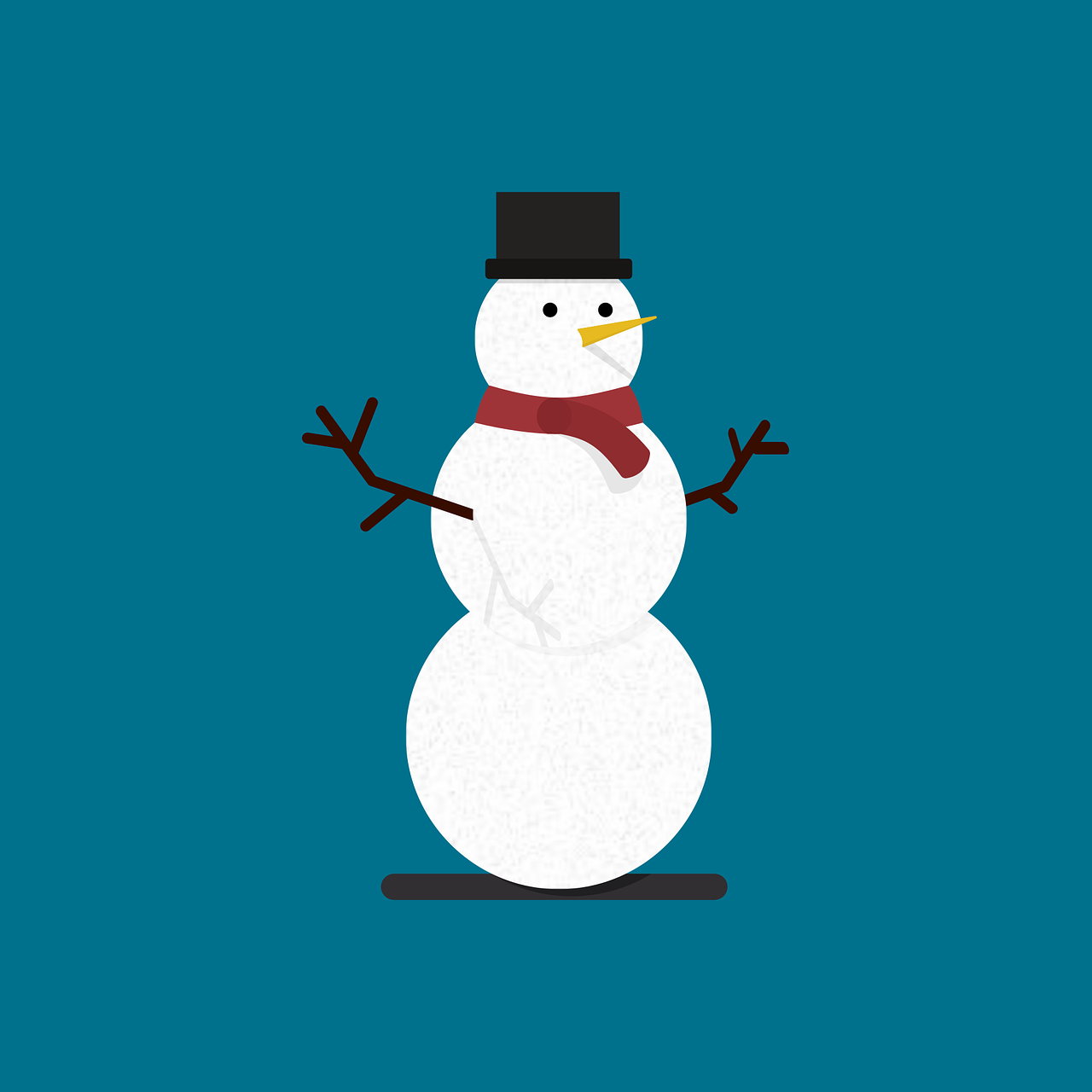 Cute Snowman Illustration with Scarf and Top Hat
