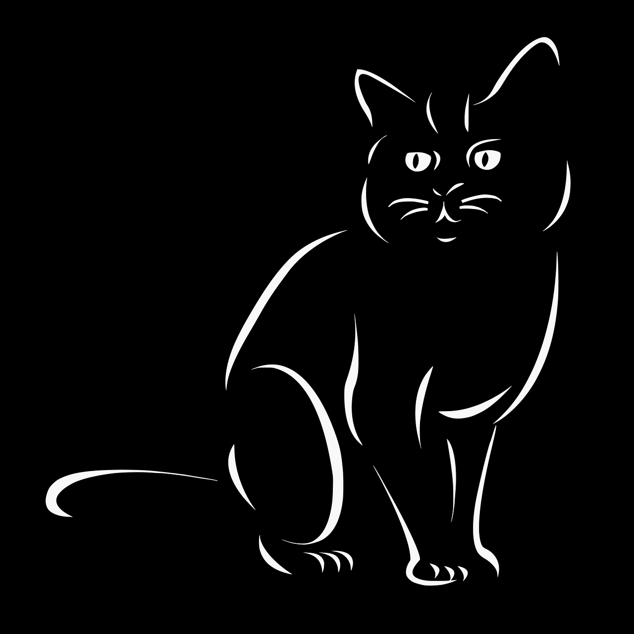 Elegant Black Cat Silhouette Vector