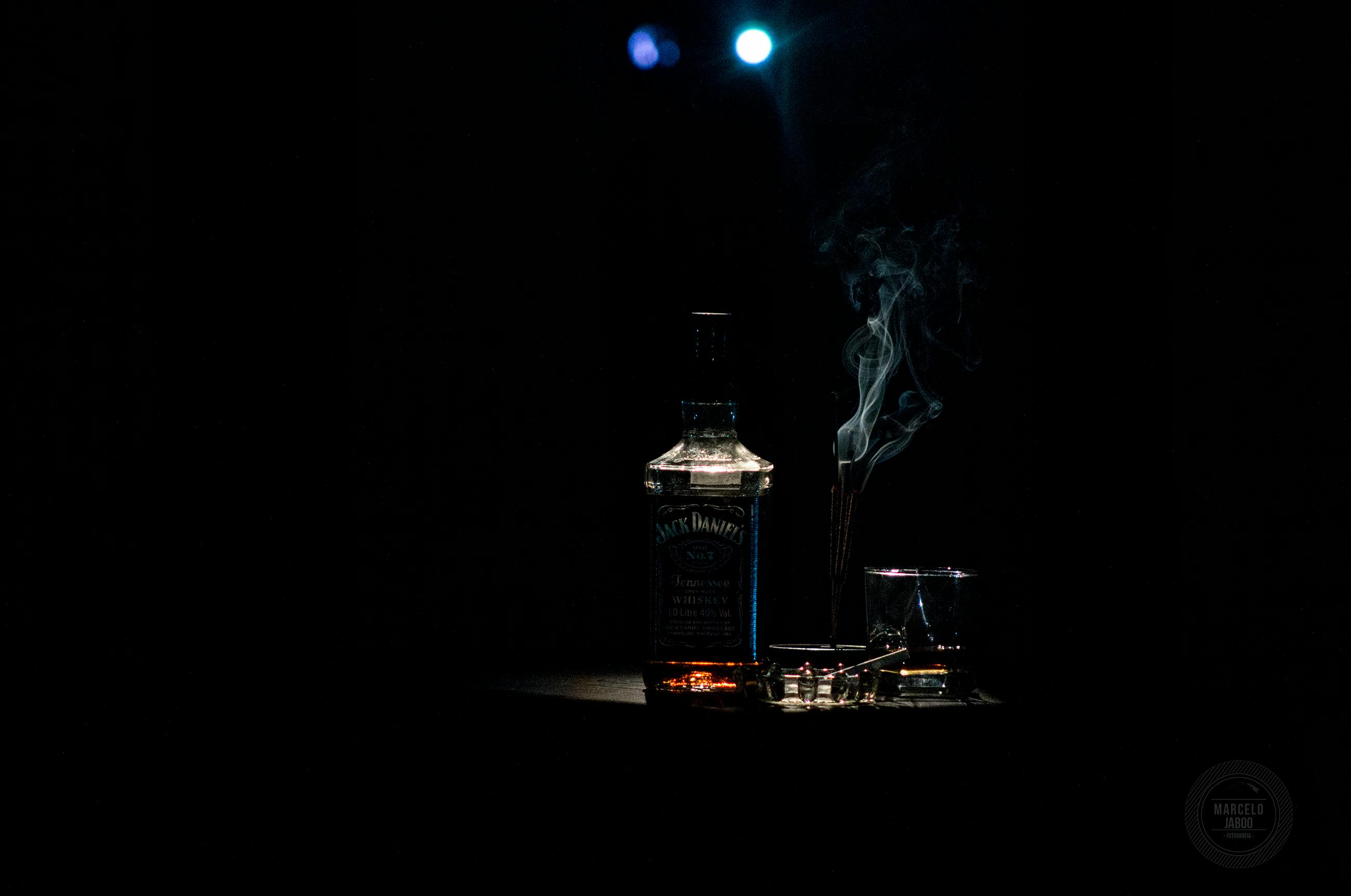 Moody Whiskey and Smoke Still Life