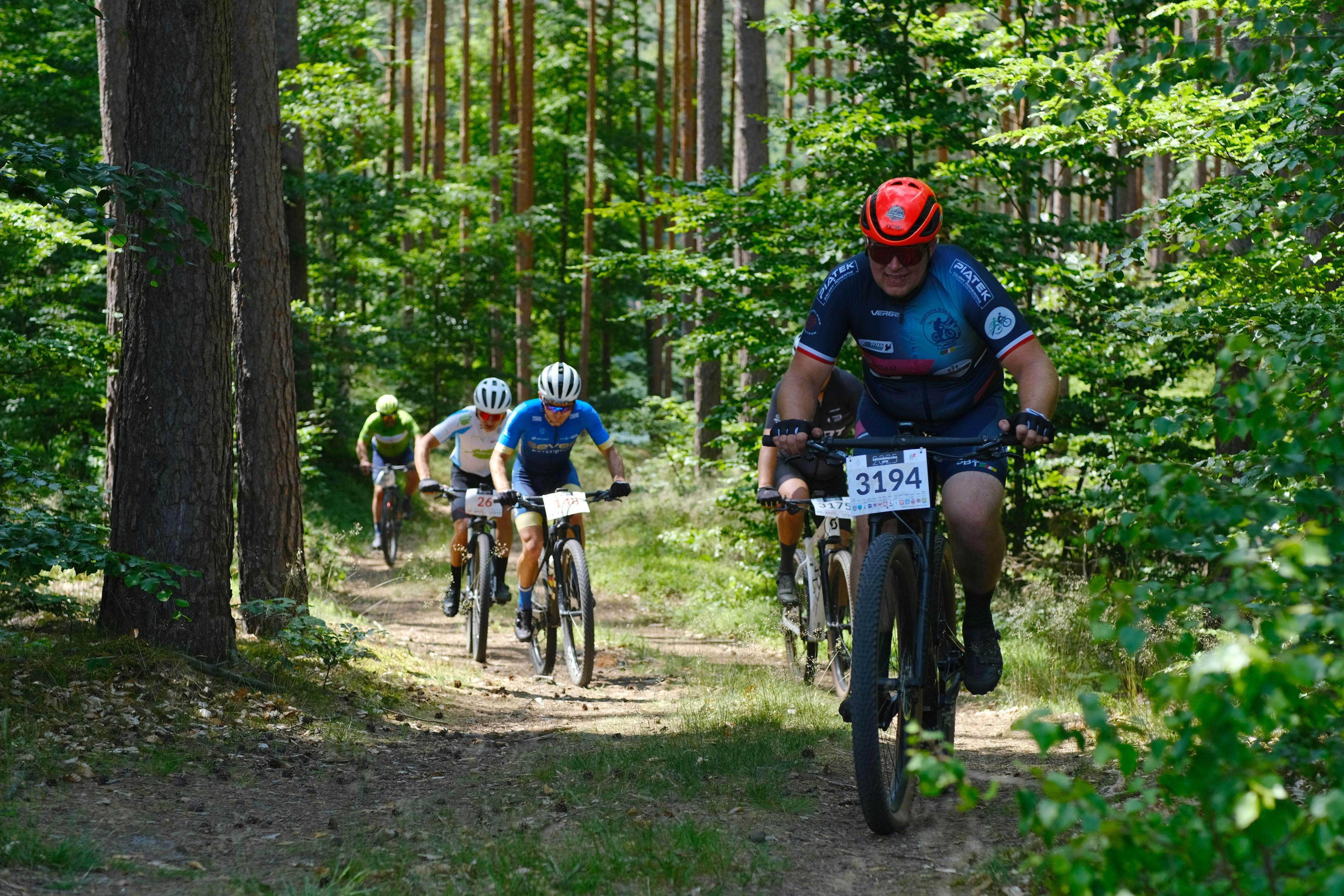 Mountain Bike Race in Forest