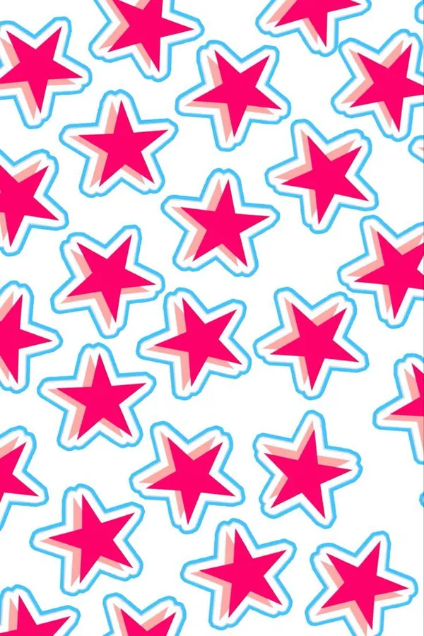 Pink Stars Pattern with Blue Outlines
