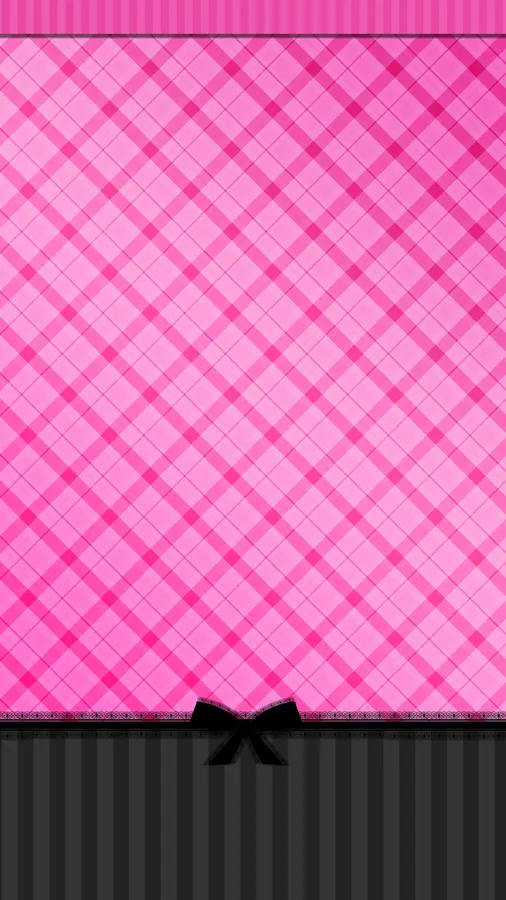 Pink and Black Plaid Background with Ribbon Bow