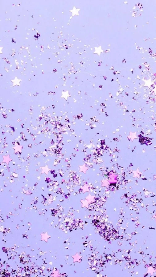 Purple Glitter Star Confetti Background