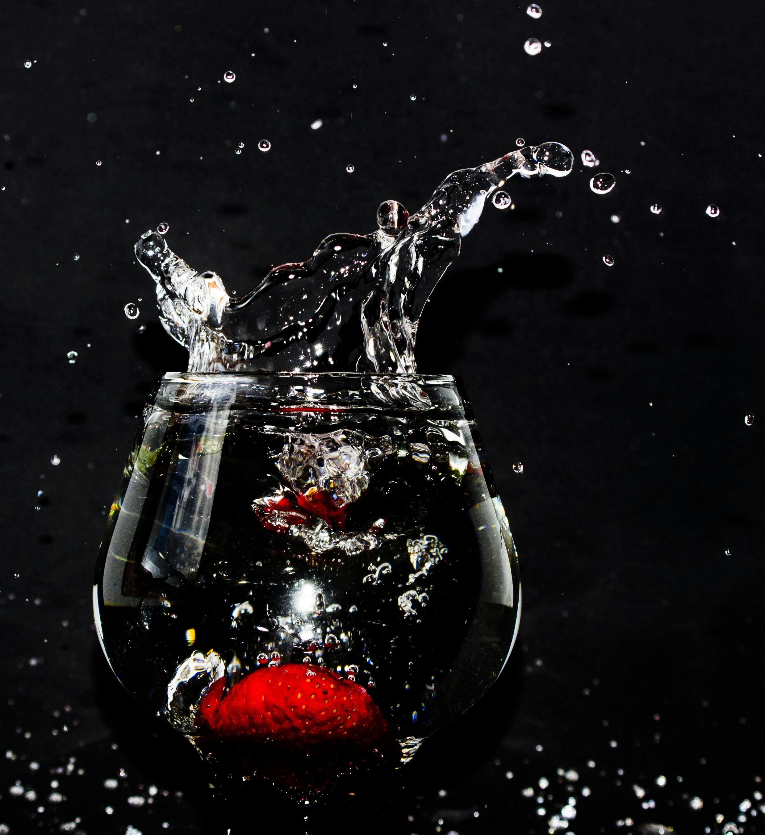 Refreshing Splash of Water with Strawberries 