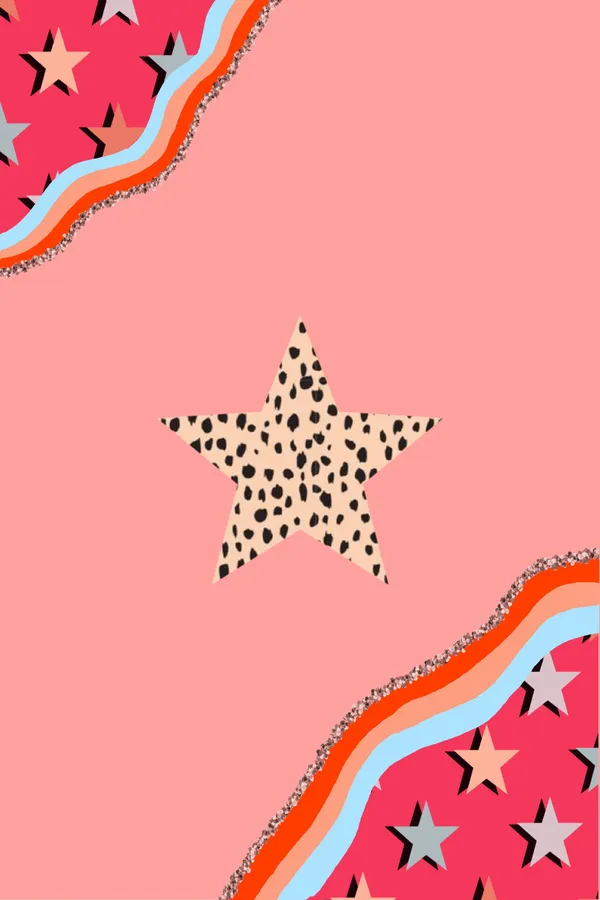 Trendy Leopard Print Star on Pink Abstract Background