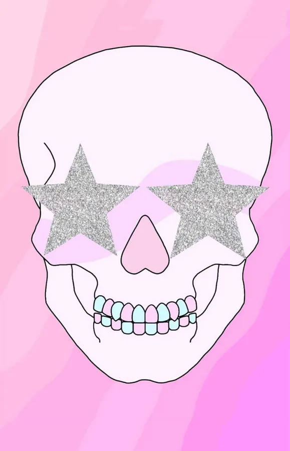 Trendy Skull Art with Glitter Star Eyes