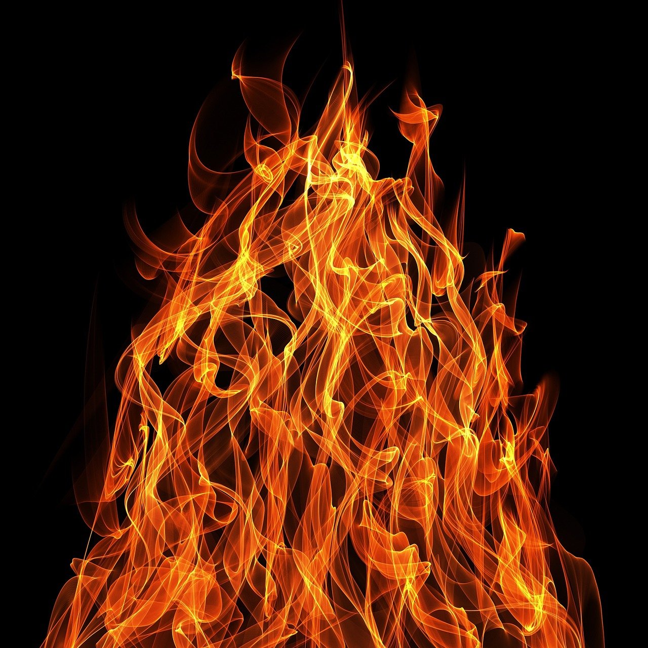 Vivid Flames on Black Background